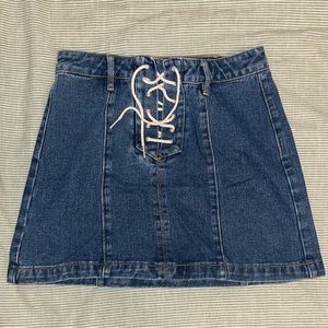 Kendall & Kylie Lace-up Denim Skirt